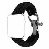 Voor Apple Watch Series 5 & 4 44mm / 3 & 2 & 1 42mm Paraplukoord Nylon gevlochten riem (zwart)