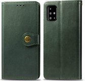 Voor Galaxy A71 retro effen kleur lederen gesp mobiele telefoon bescherming lederen tas met fotolijst & kaartsleuf & portemonnee & beugel functie (groen)