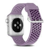 Voor Apple Watch Series 5 & 4 40 mm / 3 & 2 & 1 38 mm Tweekleurige honingraat ademende siliconen sportband (lichtpaars)