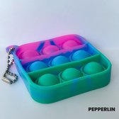 Blij Kind - Fidget - Popit - Mini - Pop it - Marble - Pink - Vierkant - Sleutelhanger - Klein - Regenboog - Paars - Groen