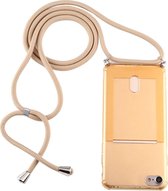 Voor iPhone 8/7 Transparante TPU-beschermhoes met draagkoord en kaartsleuf (goud)