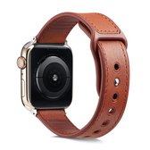 Voor Apple Watch Series 5 & 4 44 mm / 3 & 2 & 1 42 mm enkele gesp TPU + lederen horlogeband (bruin)