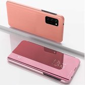 Voor huawei honor v30 pro vergulde spiegel horizontaal flip leer met standaard mobiele telefoon holster (rose goud)