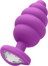 Regular Ribbed Diamond Heart Plug - Purple