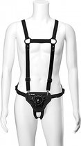 Chest and Suspender Harness With Plug - Black