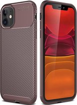 MM&A Carbon Fiber TPU Back Cover Case Hoesje voor Apple iPhone 12 Pro Max  – Bruin – Zachte Plastic - Siliconen – Geborsteld – Soft Case - Flexibel
