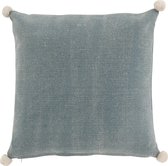 J-Line Kussen Bol Denim Katoen Blauw/Wit