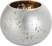 J-Line Windlicht Bol Craquele Glas Mat Zilver/Blinkend Goud Medium