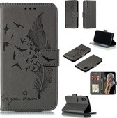Veerpatroon Litchi Texture Horizontale Flip Leren Case met Portemonnee & Houder & Kaartsleuven voor iPhone XS / X (Grijs)