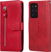 Voor Samsung Galaxy Note20 Ultra Fashion Kalf Textuur Rits Horizontale Flip Leren Case met Standaard & Kaartsleuven & Portemonnee Functie (Rood)