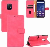 Voor Fujitsu Arrows 5G (F-51A) Effen Kleur Huidgevoel Magnetische Gesp Horizontale Flip Kalftextuur PU Lederen Case met Houder & Kaartsleuven & Portemonnee (Rose Rood)