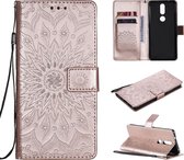 Voor Nokia 2.4 Sun Embossing Pattern Horizontale Flip Leather Case met Card Slot & Holder & Wallet & Lanyard (Rose Gold)
