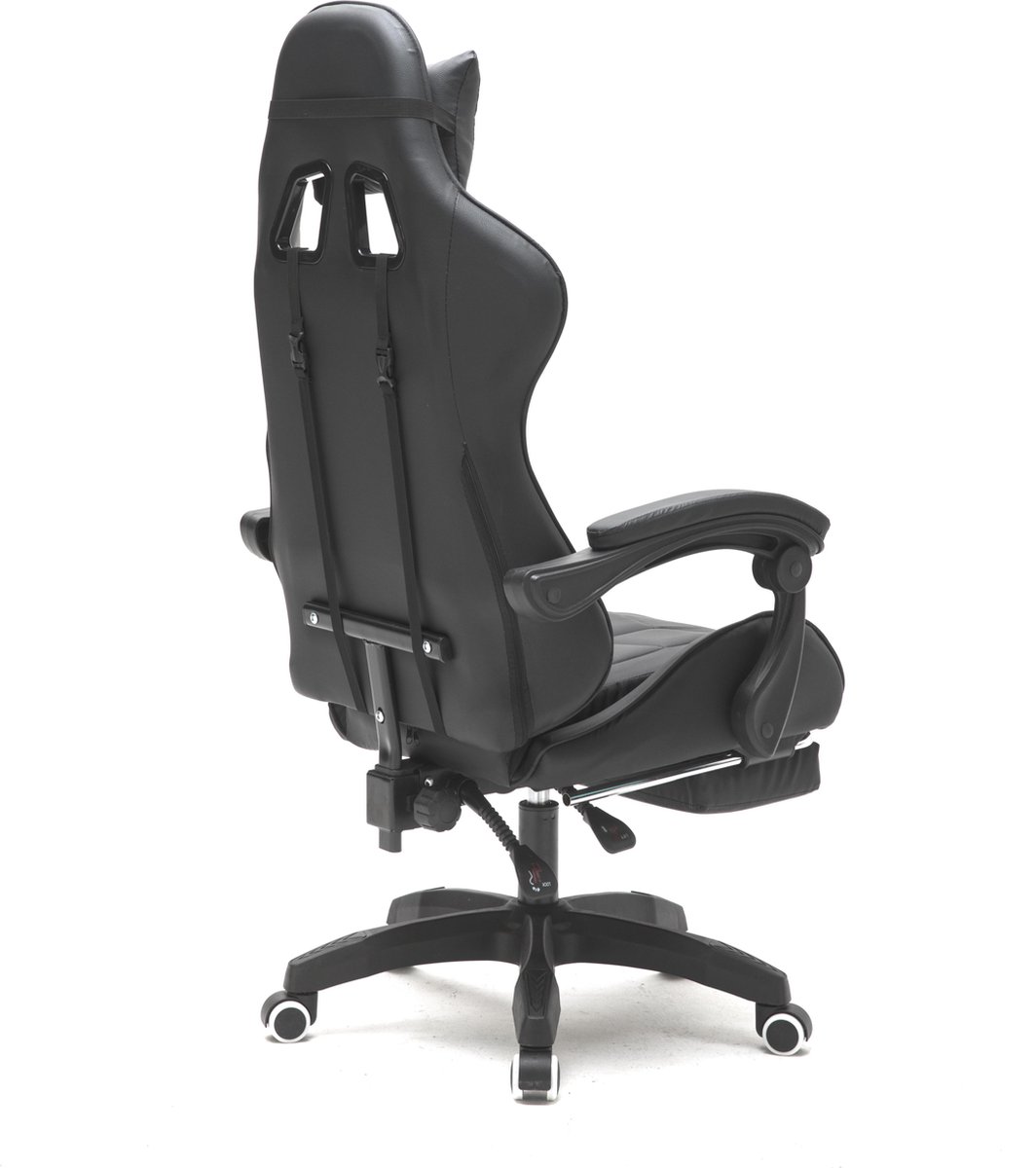 VDD Gaming Stoel Zwart Met Nekkussen en Voetsteun - afbeelding 2