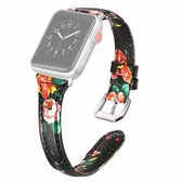 Voor Apple Watch Series 6 & SE & 5 & 4 40 mm / 3 & 2 & 1 38 mm T-vormige lederen horlogeband (zwart + rood)