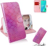 Voor OPPO A9 2020 / A5 2020 / A11 Effen Kleur Kleurrijke Magnetische Gesp Horizontale Flip PU Leren Case met Houder & Kaartsleuven & Portemonnee & Lanyard (Roze)