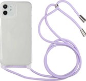 Schokbestendig ultradunne TPU + acryl beschermhoes met lanyard voor iPhone 12 Pro Max (lichtpaars)