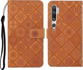 Voor Geschikt voor Xiaomi Mi Note 10/10 Pro Etnische stijl Reliëfpatroon Horizontale flip lederen tas met houder & kaartsleuven & portemonnee & lanyard (bruin)