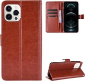 Crazy Horse Texture Horizontale Flip Leren Case met Houder & Kaartsleuven & Portemonnee & Lanyard voor iPhone 12 Pro Max (Bruin)