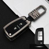 Auto Lichtgevende All-inclusive Zinklegering Sleutel Beschermhoes Sleutel Shell voor Nissan E Stijl Vouwen 2-knop (Gun Metal)