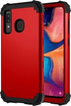 Voor Samsung Galaxy A20 / A30 / A50 pc + siliconen driedelige schokbestendige beschermhoes (rood)