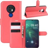 Litchi Texture Horizontale Flip Leren Case voor Nokia 6.2, met Portemonnee & Houder & Kaartsleuven (Rood)