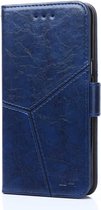 Voor Nokia 9 PureView Geometrische stiksels Horizontale flip TPU + PU lederen tas met houder & kaartsleuven en portemonnee (blauw)