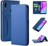 Voor Huawei Y7 (2019) / Y7 Prime (2019) Sterk magnetisme Vloeibaar gevoel Horizontaal Flip lederen tas met houder & kaartsleuven & portemonnee (blauw)