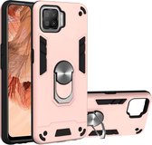 Voor OPPO F17 / A73 2020 Armor Series PC + TPU beschermhoes met ringhouder (roségoud)