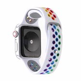 Voor Apple Watch Series 6 & SE & 5 & 4 44mm / 3 & 2 & 1 42mm Rainbow Sport horlogeband (wit)