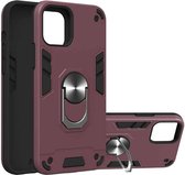 Voor iPhone 12/12 Pro Armor Series PC + TPU beschermhoes met ringhouder (Wnie Red)