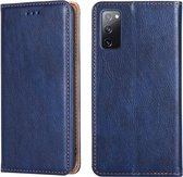 Voor Samsung Galaxy S20 FE PU + TPU Glanzende olie Effen kleur Magnetische horizontale flip lederen tas met houder & kaartsleuf & portemonnee (blauw)