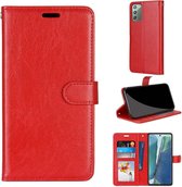 Voor Samsung Galaxy Note20 Pure Color Horizontale Flip PU lederen tas met houder & kaartsleuven & portemonnee & fotolijst (rood)