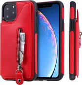 Voor iPhone 11 Pro effen kleur dubbele gesp rits schokbestendig beschermhoes (rood)