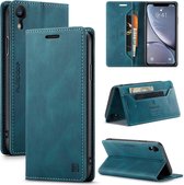 AutSpace A01 Retro Skin-feel Crazy Horse Texture Horizontale Flip lederen tas met houder & kaartsleuven & portemonnee & RFID voor iPhone XR (blauw)