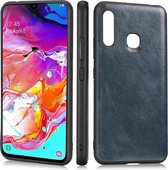Voor Samsung Galaxy A70e Crazy Horse Getextureerd Kalfsleer PU + PC + TPU Case (Blauw)