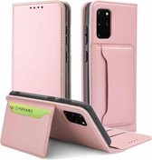 Voor Samsung Galaxy S20 Plus 5G Sterk magnetisme Schokbestendig Horizontaal Flip Vloeistofgevoel lederen hoes met houder & kaartsleuven & portemonnee (rose goud)