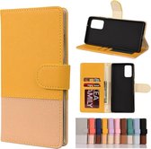 Voor Samsung Galaxy Note20 Kleur splitsen Horizontale flip lederen tas met houder & kaartsleuven & portemonnee & fotolijst (geel)