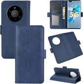 Voor Huawei Mate 40 Pro + dubbelzijdige magnetische gesp Horizontale flip lederen tas met houder & kaartsleuven en portemonnee (donkerblauw)