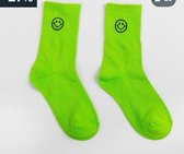 fluoriserend groen sokken smile face