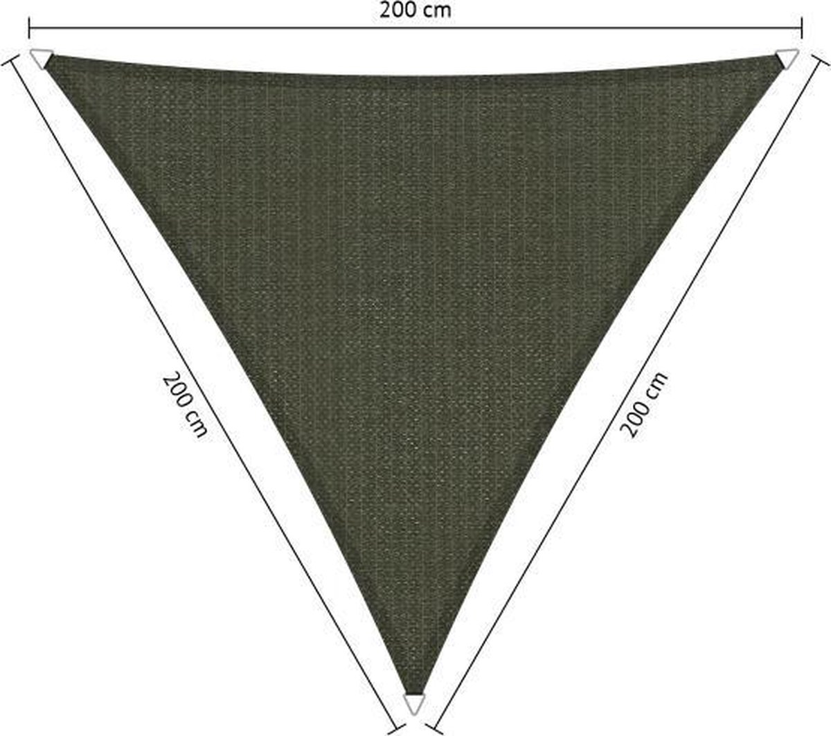 Shadow Comfort® Gelijkzijdige driehoek schaduwdoek - UV Bestendig - Zonnedoek - 200 x200 x 200 CM - Deep Grey