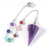 Amethist Pendel Facet Met Chakra Beads - Pendelen - Edelsteen