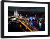 Foto in frame ,  Kathedraal en brug in Keulen  ,120x80cm , Multikleur , wanddecoratie
