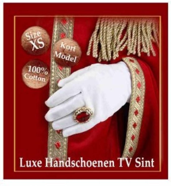 Witte Handschoenen Luxe TV Sint - maat XXL