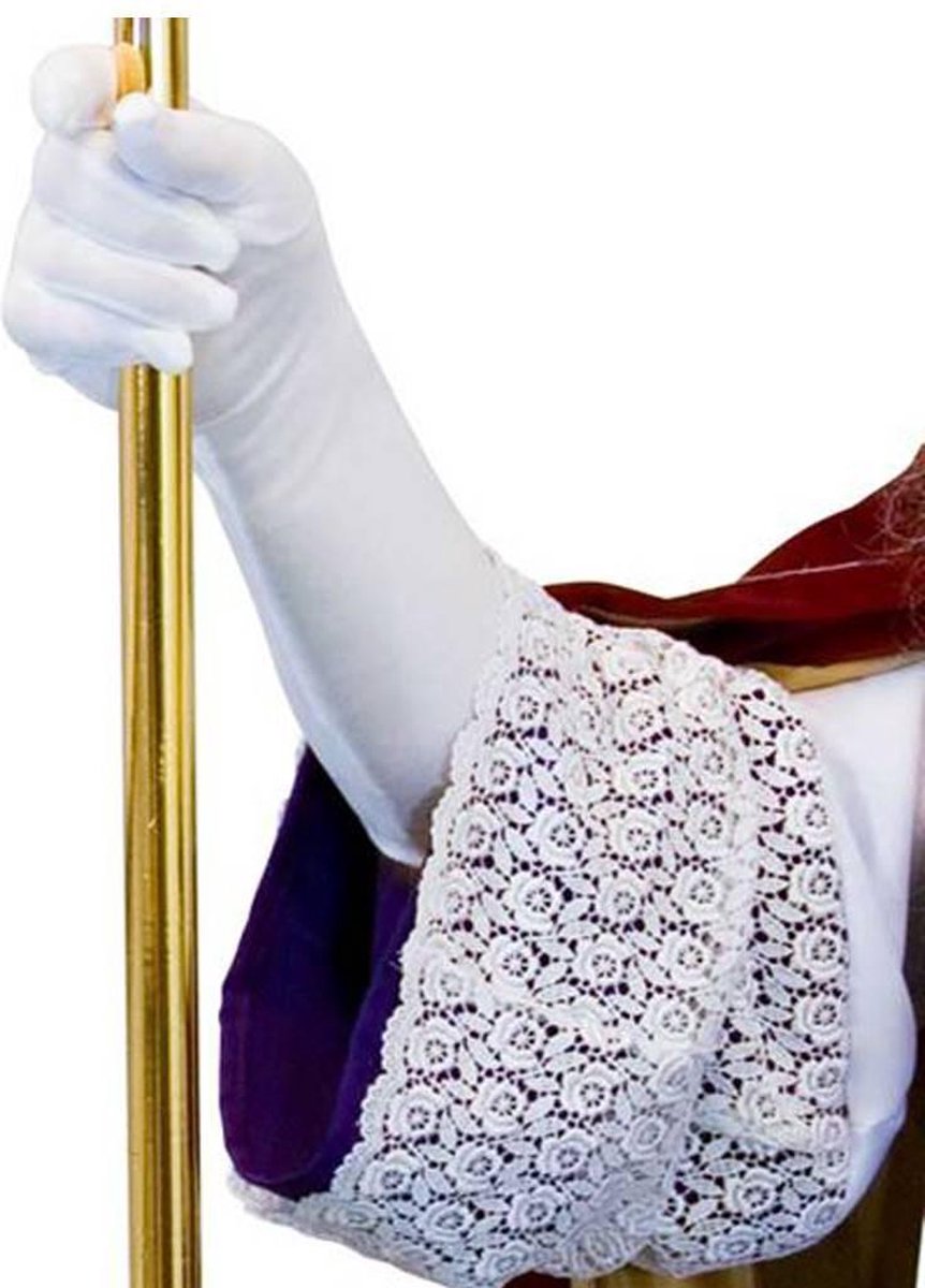 Lange Sinterklaas handschoenen wit.