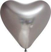 10 Chrome harten ballonnen  zilverkleurig.