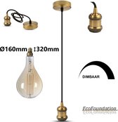 Moderne hanglamp in geelbruin brons inclusief  grote dimbare PS160 LED lamp in extra warm wit = 1800K