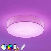 Lucande - Slimme plafondlamp - RGB - met dimmer - stof - H: 10 cm - wit