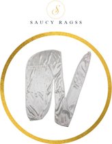 Saucy ragss – Durag – Premium kwaliteit zijdezachte durag – Lange bandjes – wave cap – durag waves – Durag silky – Zijden materiaal – Goede stretch – GRIJS