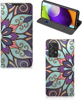 Smartphone Hoesje Geschikt voor Samsung Galaxy A52/A52s 5G Mobiel Bookcase Paarse Bloem