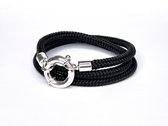 Jolla - dames wikkelarmband  - zilver - touw - Classic Rope - Zwart